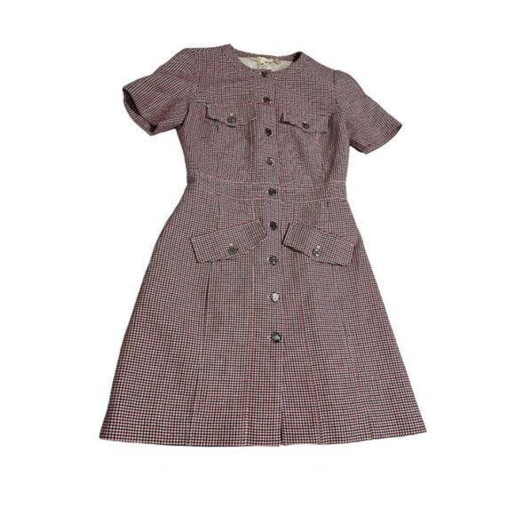 Maje Rida Houndstooth Dress in Fuchsia